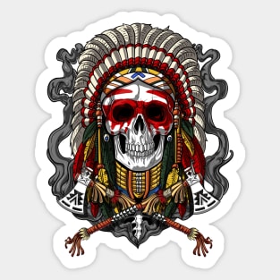 Native American Chief Skull Sticker